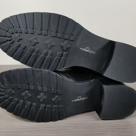 Halogen Quilted Moto Boots Block Heel Lug Sole, Black Leather, Womens Size 9 M - Picture 11 of 12